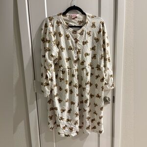 Vintage Honors Intimates Bear Bows Nightgown Large